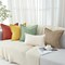 Corduroy Pillow Covers 18x18 Inch Set of 2, Striped Decorative Square Spring Throw Pillow Covers with Wide Border for Couch Living Room Bed, Cream White